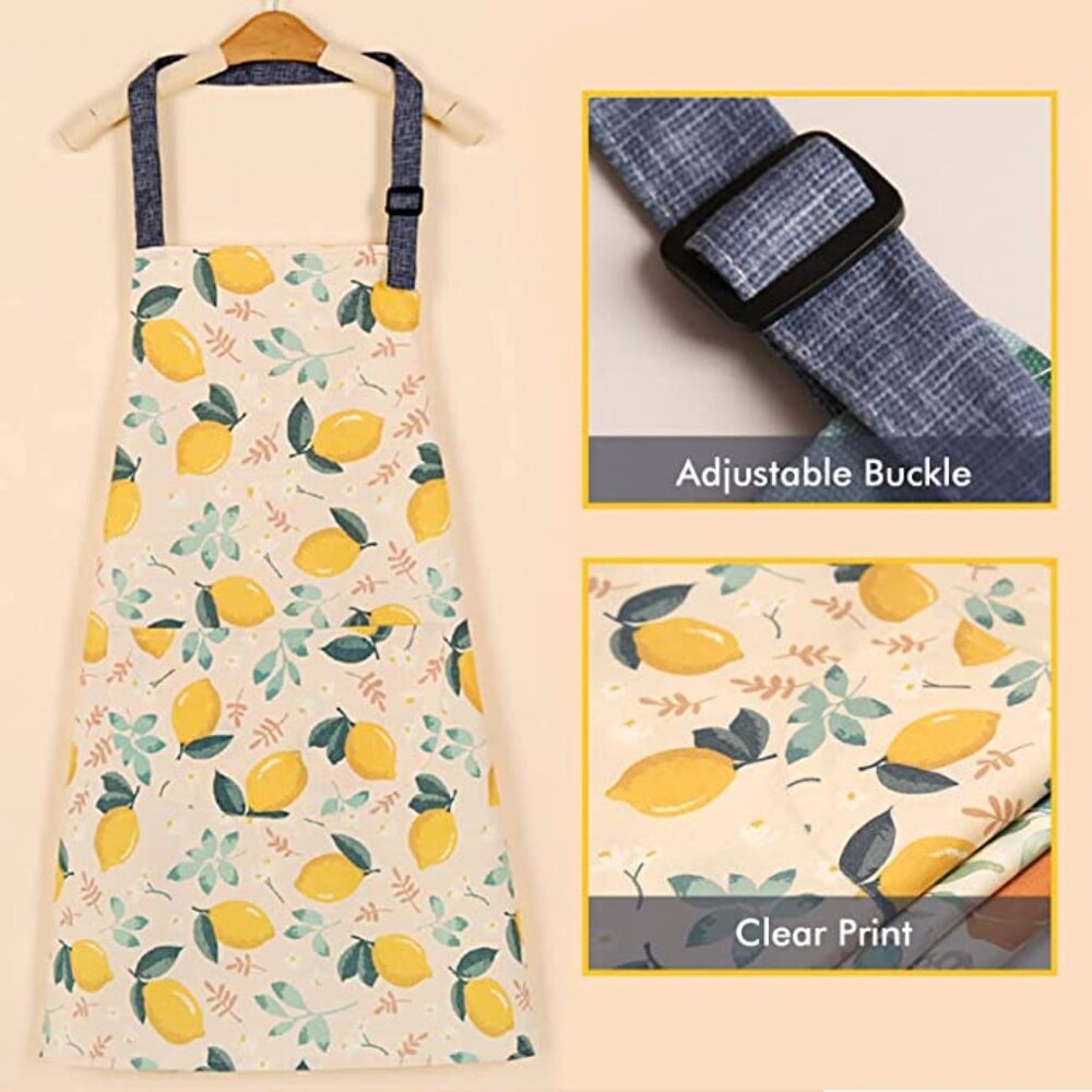 Adjustable Apron with Pockets for Women 2kind, Canvas Chef Kitchen Aprons - Picture 4 of 7
